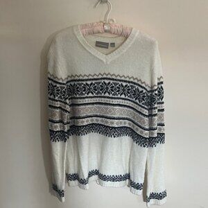 Croft & Barrow Cream and Black Knit Sweater